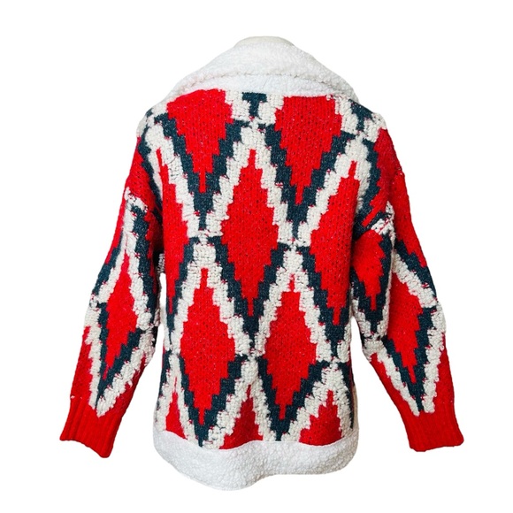 ON BLUE NEW QUILTED BOHO WESTERN CARDIGAN SWEATER. - Picture 8 of 9